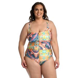 La Blanca Soleil Lingerie Geometric One Piece SwimSuit. 16W NWT